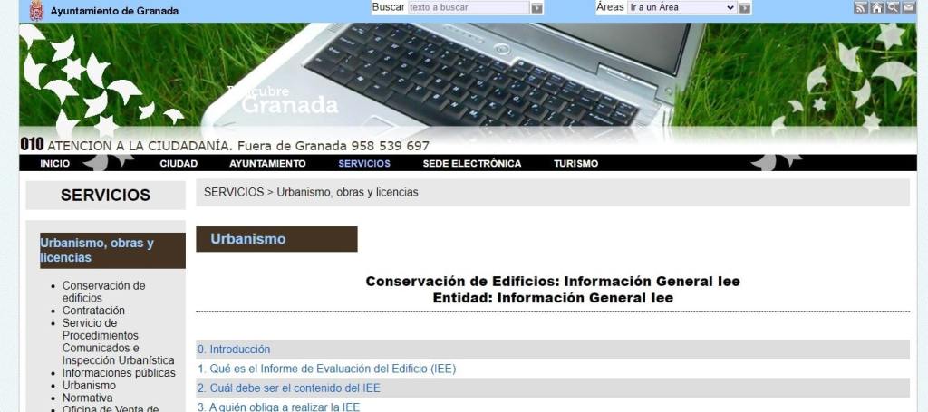 Web de la página de conservación de edificios de Granada